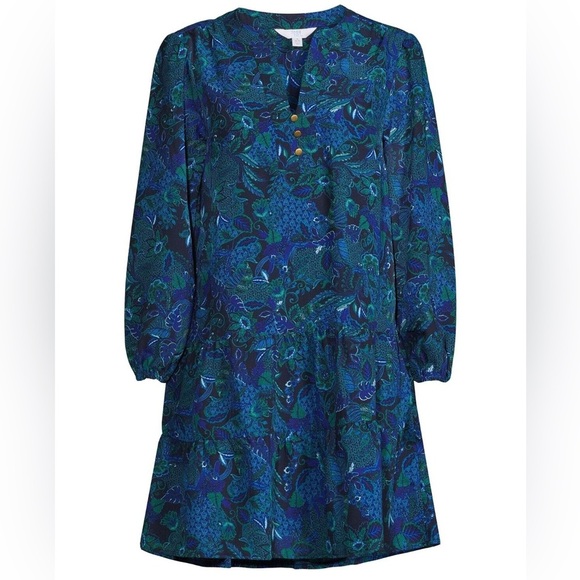 Time & Tru Blue and Green Long Sleeve Dress - L - Picture 1 of 9